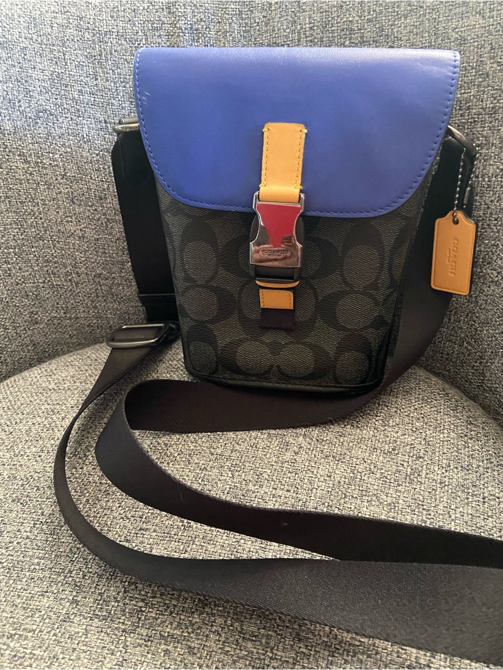 Coach Crossbody Bag in Blue, Black & Tan